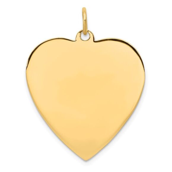 Kazi Luxury 14k Yellow Gold Plain .018 Gauge Engravable Heart Disc Charm